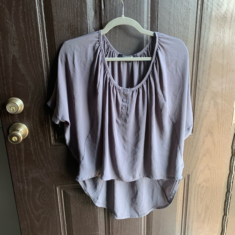 Gray Flowy Blouse